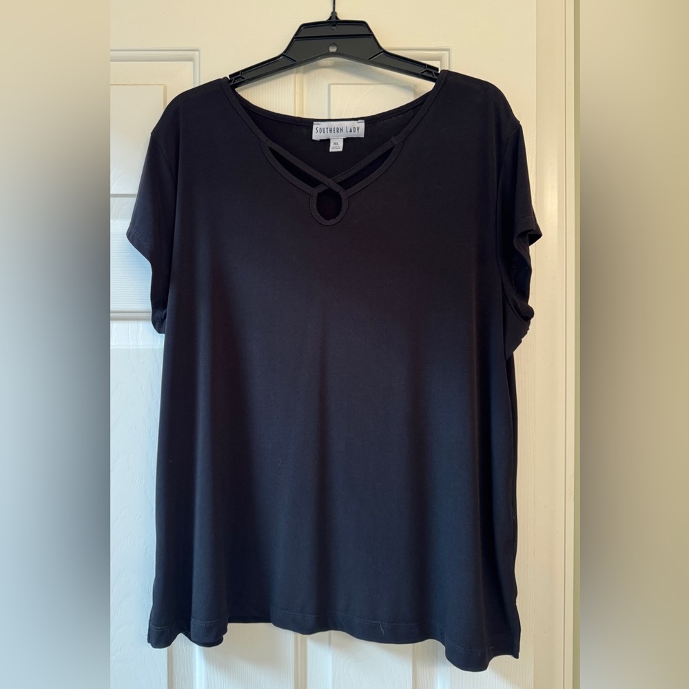 Southern Lady Black Short Sleeve Top